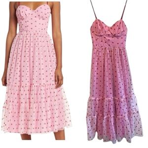 Betsey Johnson Pink Heart-Print Midi Dress